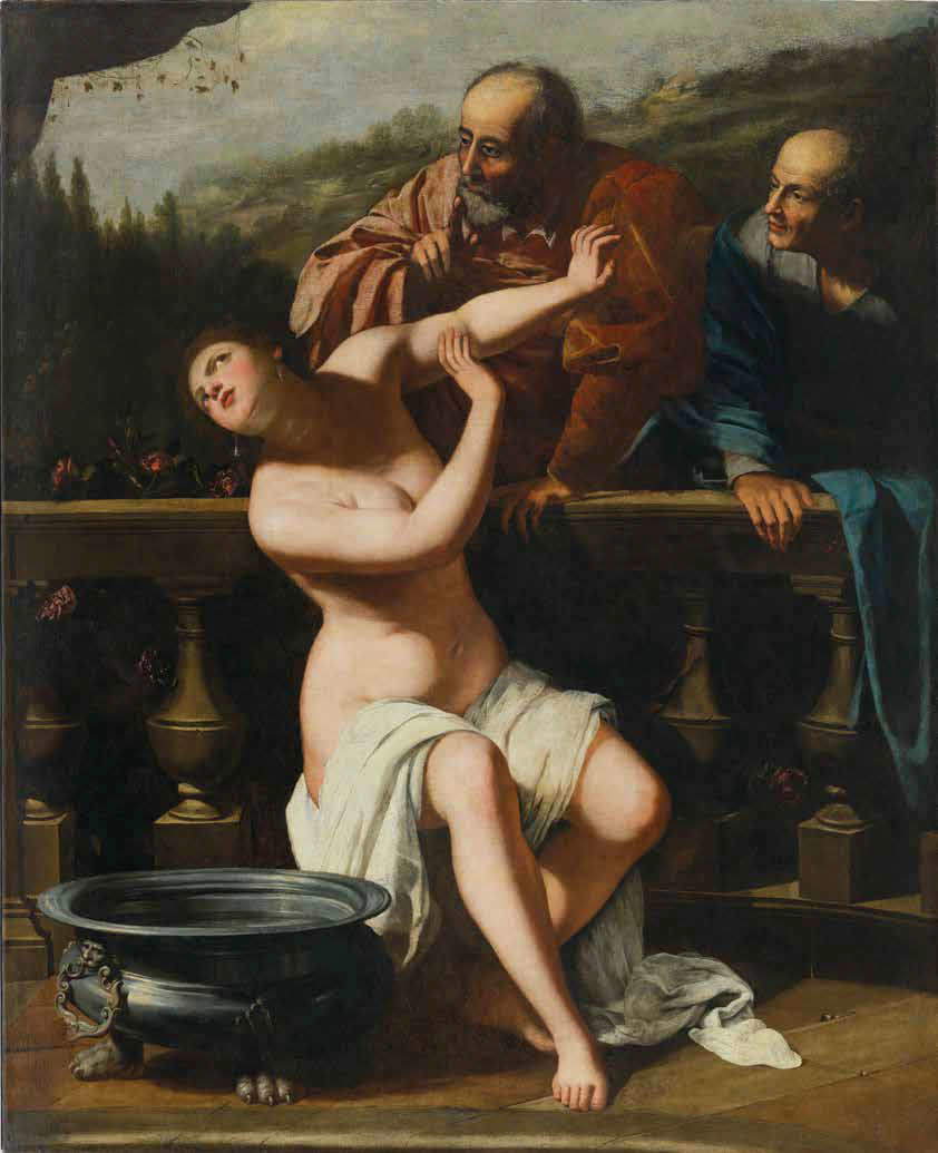 Artemisia Gentileschi, Suzanne et les vieillards (1649 ; huile sur toile, 205 &times; 168 cm ; Brno, Moravsk&aacute; Galerie, inv. M246)