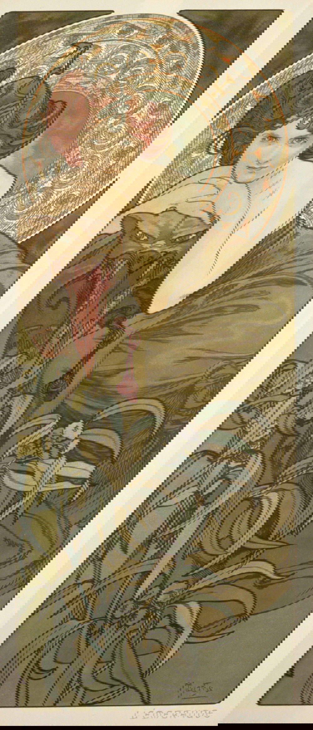 Alfons Mucha, Les pierres précieuses : l'émeraude (1900 ; lithographie en couleur, 67,2x30 cm) © Mucha Trust 2023 Alfons Mucha, Les pierres précieuses : l'émeraude (1900 ; lithographie en couleur, 67,2x30 cm) © Mucha Trust 2023