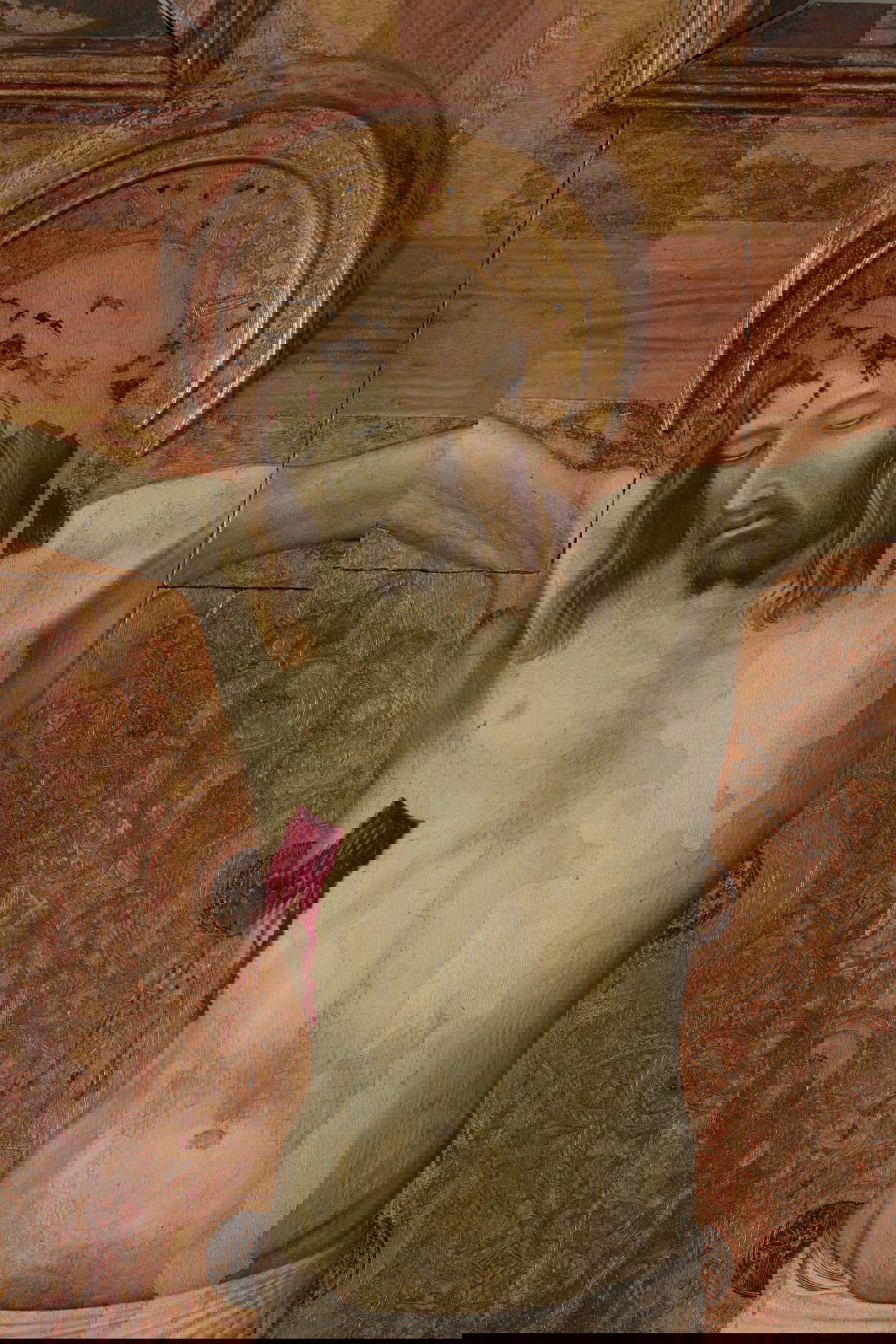 Dettaglio del volto di Cristo dopo il restauro Dettaglio del volto di Cristo dopo il restauro