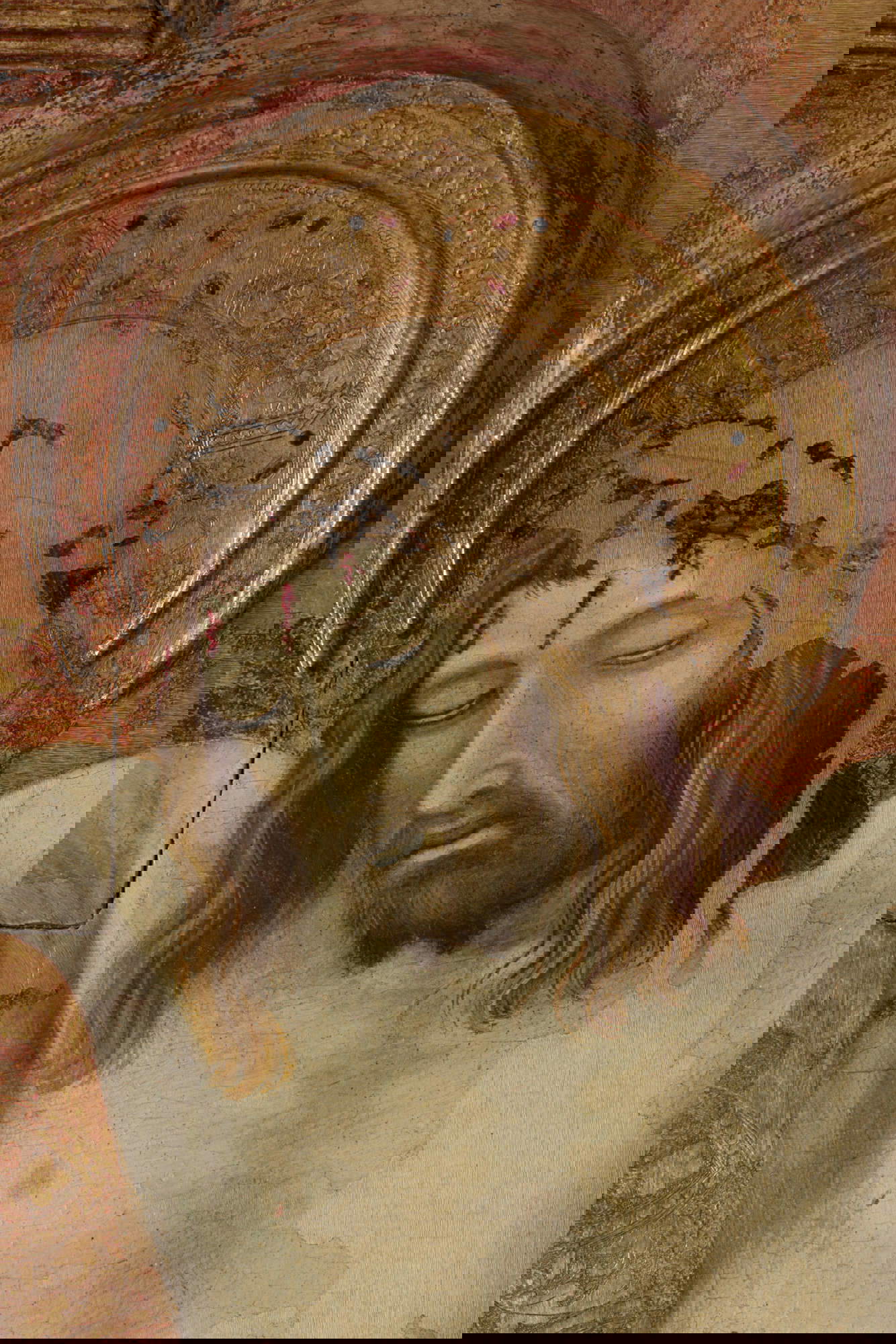 Dettaglio del volto di Cristo dopo il restauro Dettaglio del volto di Cristo dopo il restauro