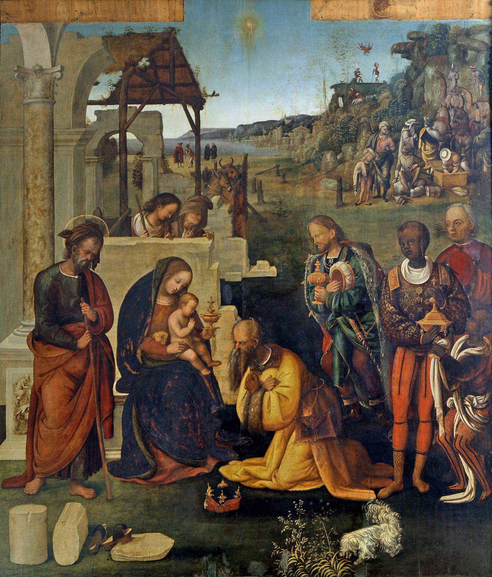 Amico Aspertini, Adorazione dei Magi (1500 circa; tavola, 215,5 x 182 cm; Bologna, Pinacoteca Nazionale, inv. 561)