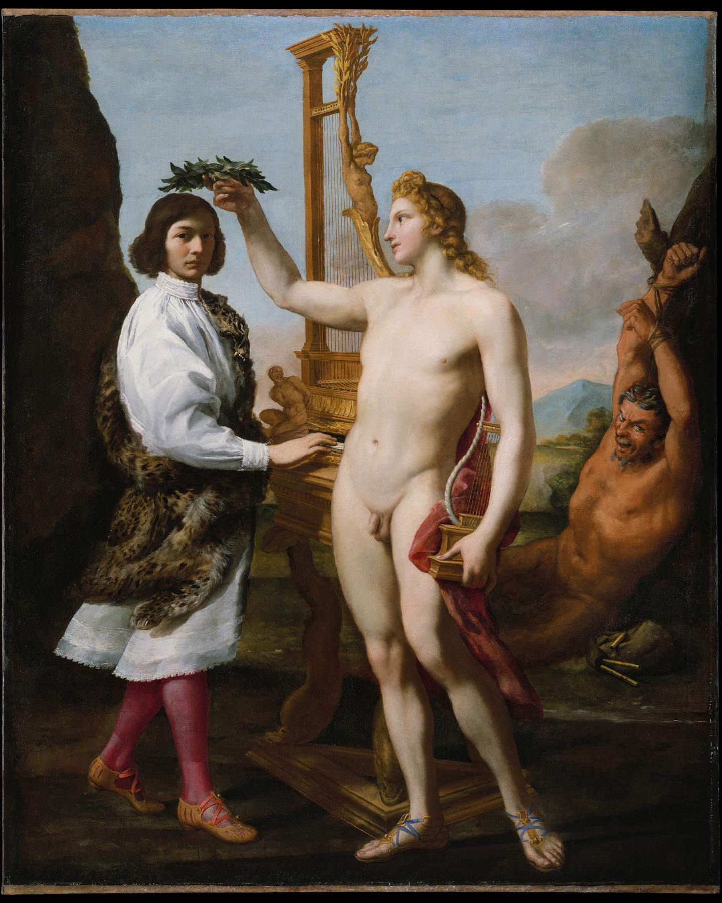 Andrea Sacchi, Portrait of Marc'Antonio Pasqualini with Apollo and Marsyas (1641; oil on canvas, 243.8 x 194.3 cm; New York, The Metropolitan Museum of Art)