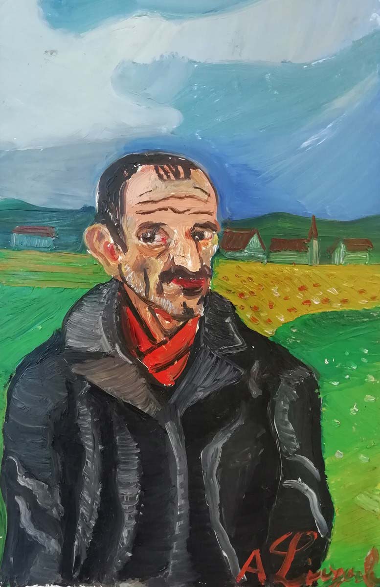 Antonio Ligabue, Autorretrato (1956; óleo sobre faesita, 27,5 x 18 cm) Antonio Ligabue, Autorretrato (1956; óleo sobre faesita, 27,5 x 18 cm)