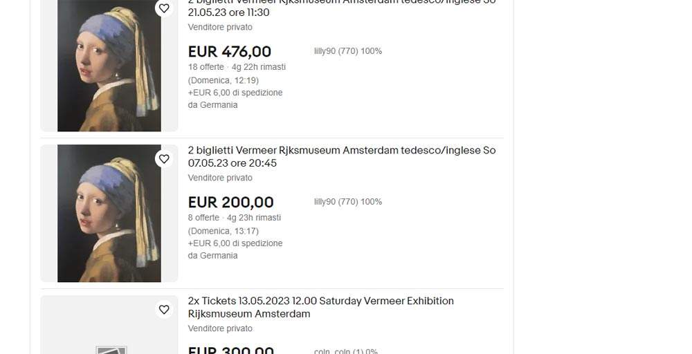 Amsterdam, scalpers go wild for Vermeer exhibition: tickets go for hundreds of euros