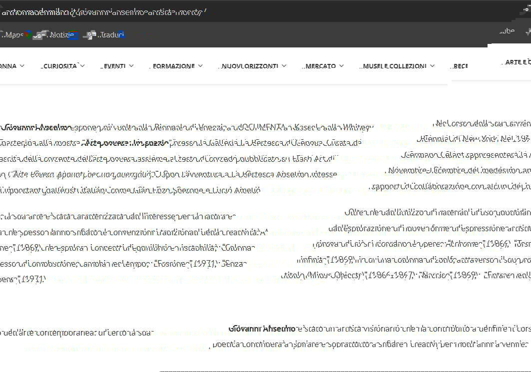 La biografia di John Anselm sul sito dell'influencer La biografia di John Anselm sul sito dell'influencer