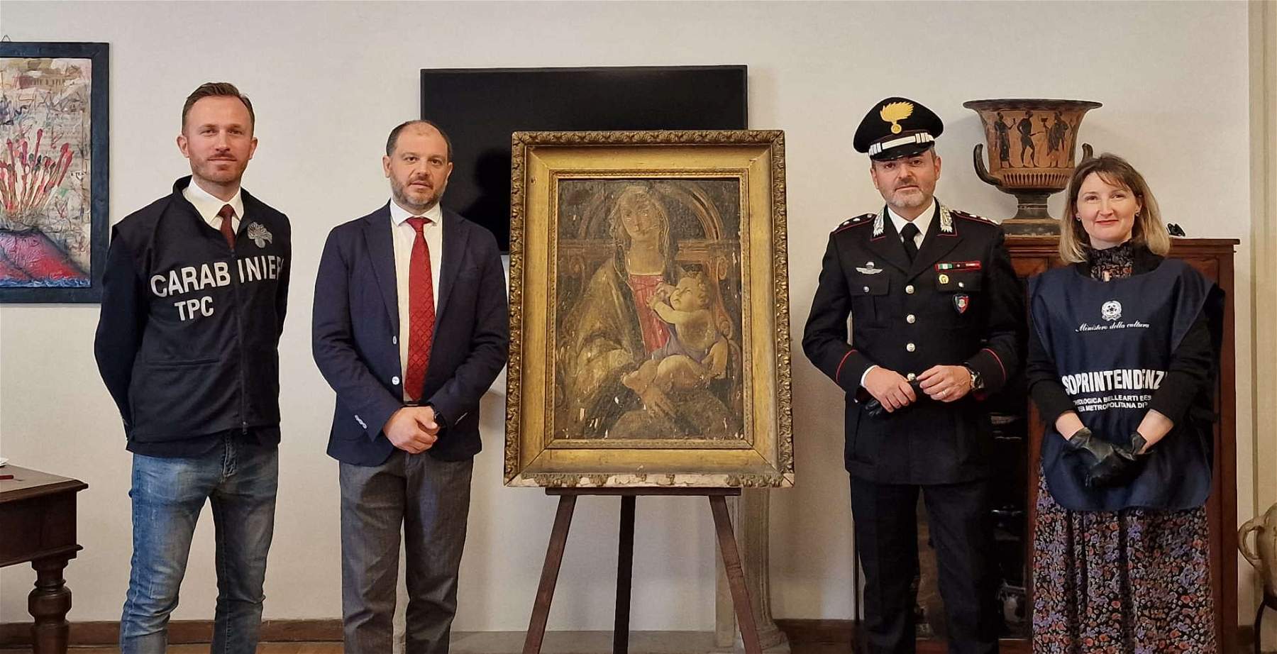 Naples, recovered a Renaissance Madonna attributed to Sandro Botticelli