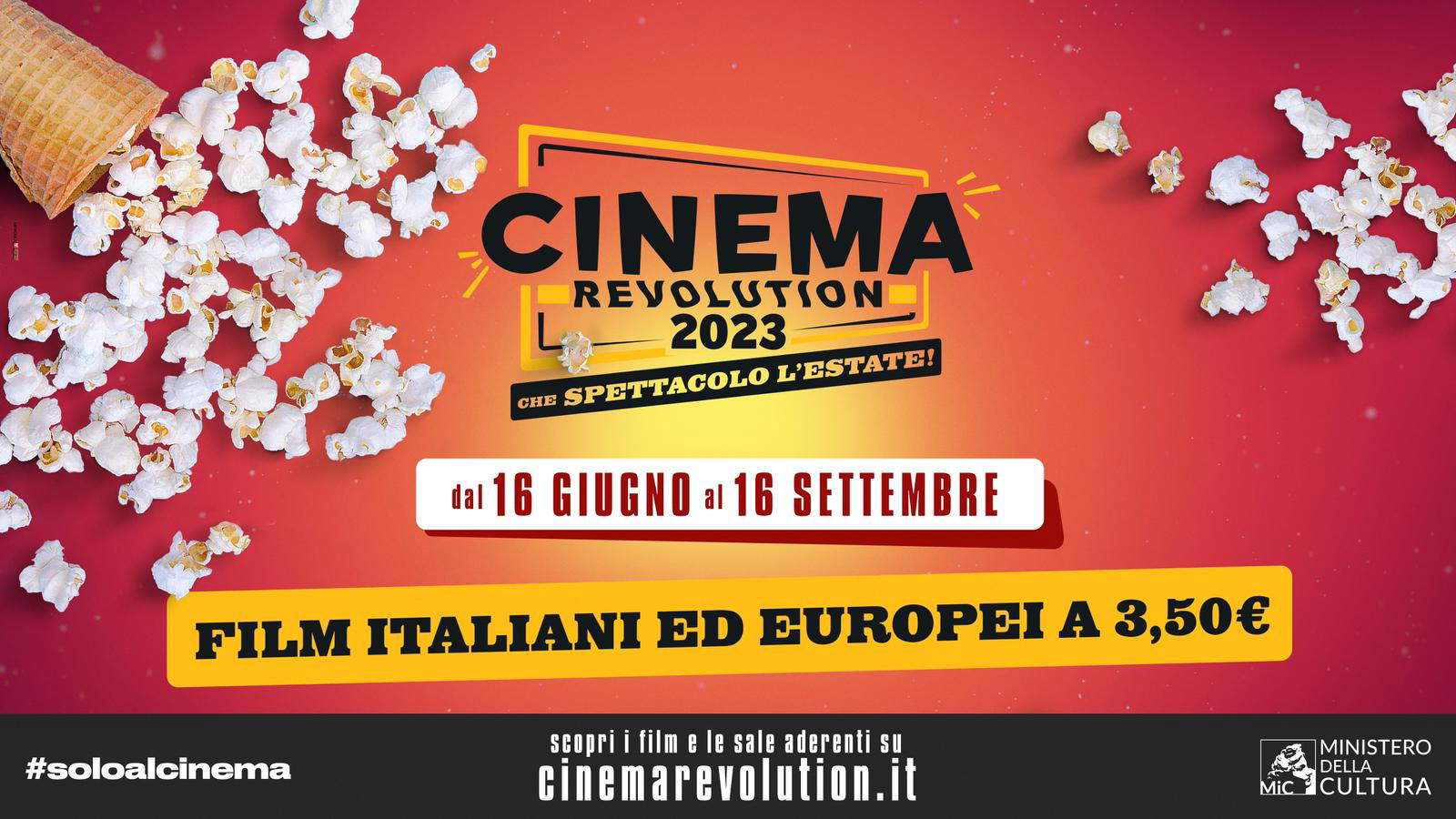 Al cinema con 3,50 euro. Parte Cinema Revolution, la campagna del ministero