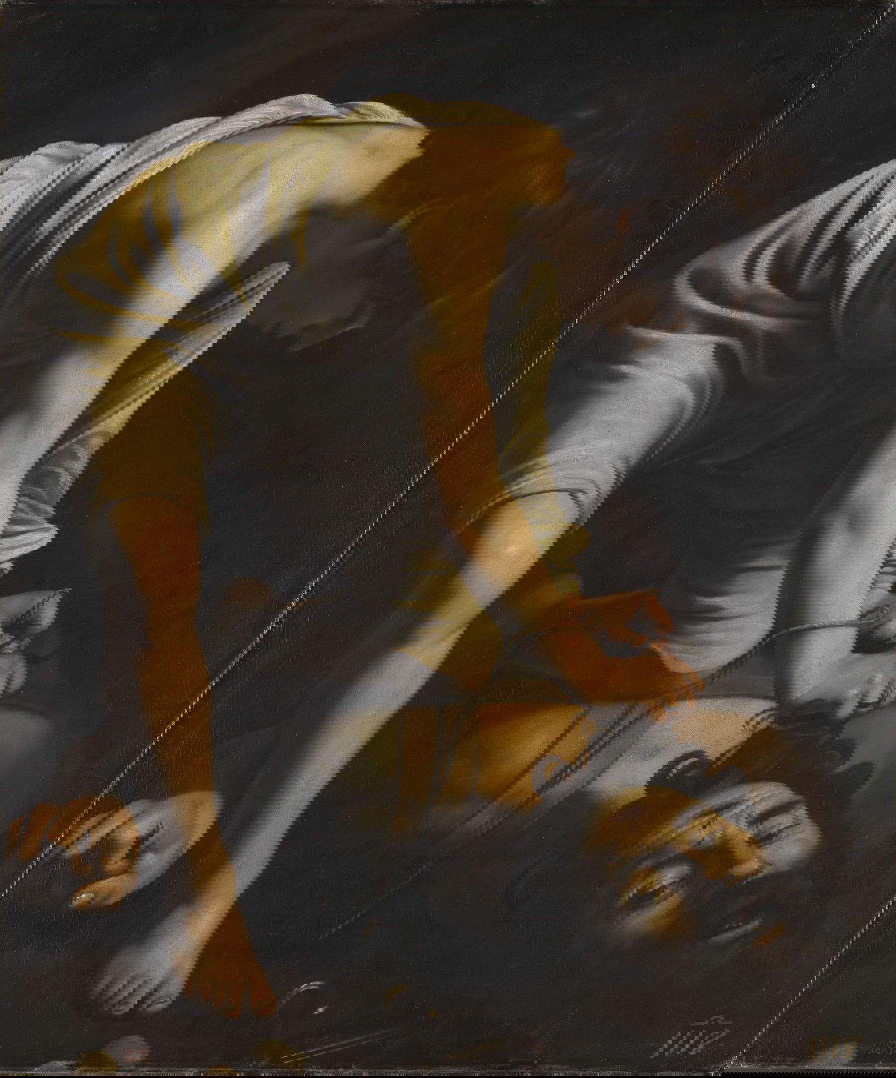 Caravaggio, David mit dem Haupt des Goliath, vor der Restaurierung