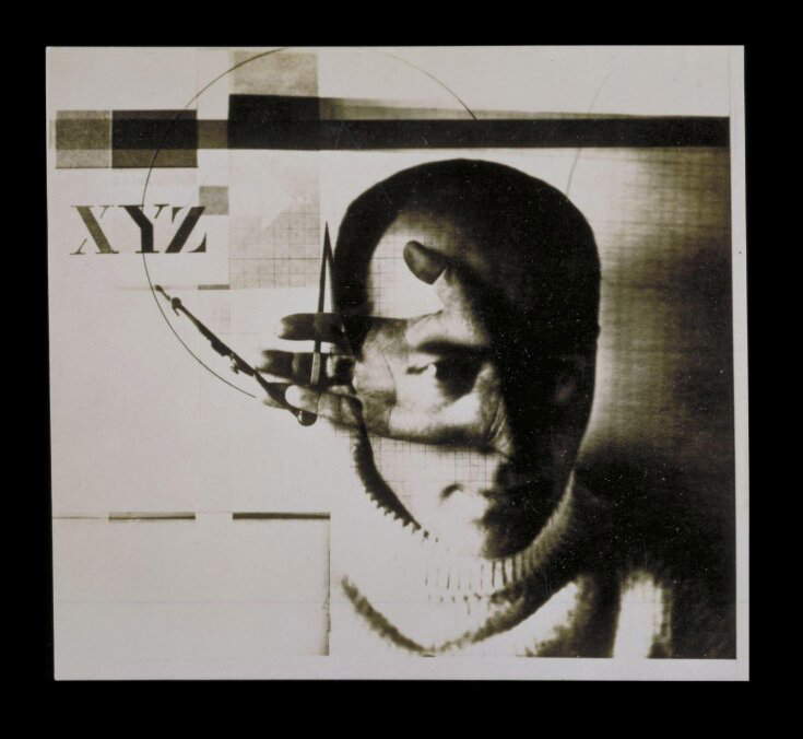 El Lissitzky, Selbstporträt (Der Baumeister) (1924; Silbergelatinefotografie, 106 x 116 mm; London, Victoria & Albert Museum) El Lissitzky, Selbstporträt (Der Baumeister) (1924; Silbergelatinefotografie, 106 x 116 mm; London, Victoria & Albert Museum)