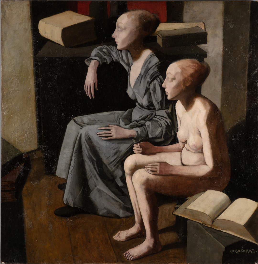 Felice Casorati, Le due sorelle (Libro aperto e libro chiuso) (Roverto, Mart, Collezione VAF-Stiftung) Felice Casorati, Le due sorelle (Libro aperto e libro chiuso) (Roverto, Mart, Collezione VAF-Stiftung)