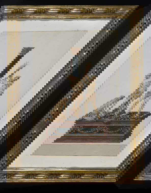 Giuseppe Valadier (atribuido), La Flagelación de Algardi (pluma, tinta marrón y gris con manchas blancas utilizadas para el jaspeado de la base; 487 x 327 mm; Florencia, Galería de los Uffizi) Giuseppe Valadier (atribuido), La Flagelación de Algardi (pluma, tinta marrón y gris con manchas blancas utilizadas para el jaspeado de la base; 487 x 327 mm; Florencia, Galería de los Uffizi)