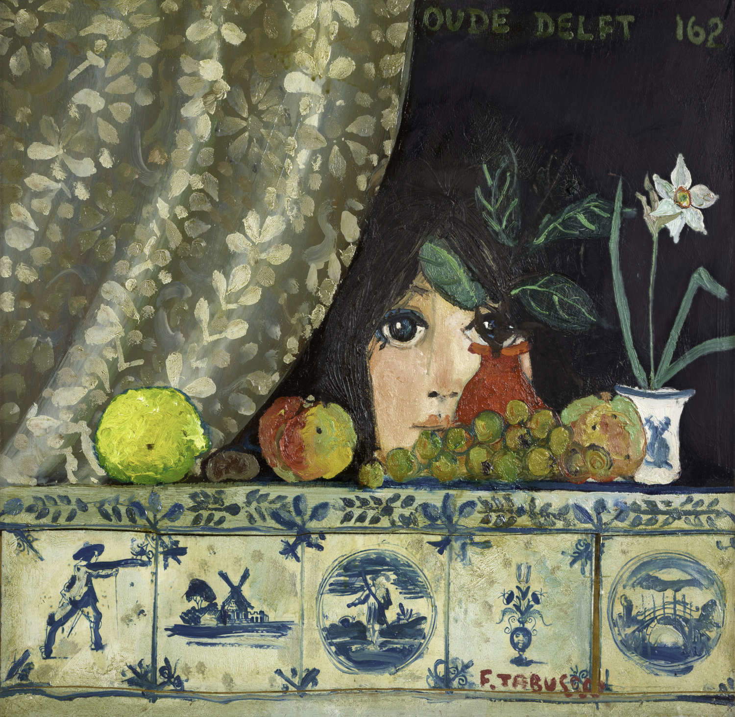 Francesco Tabusso, Oute Delft (1971; olio e collage su tavola, 47,5 x 54 cm)