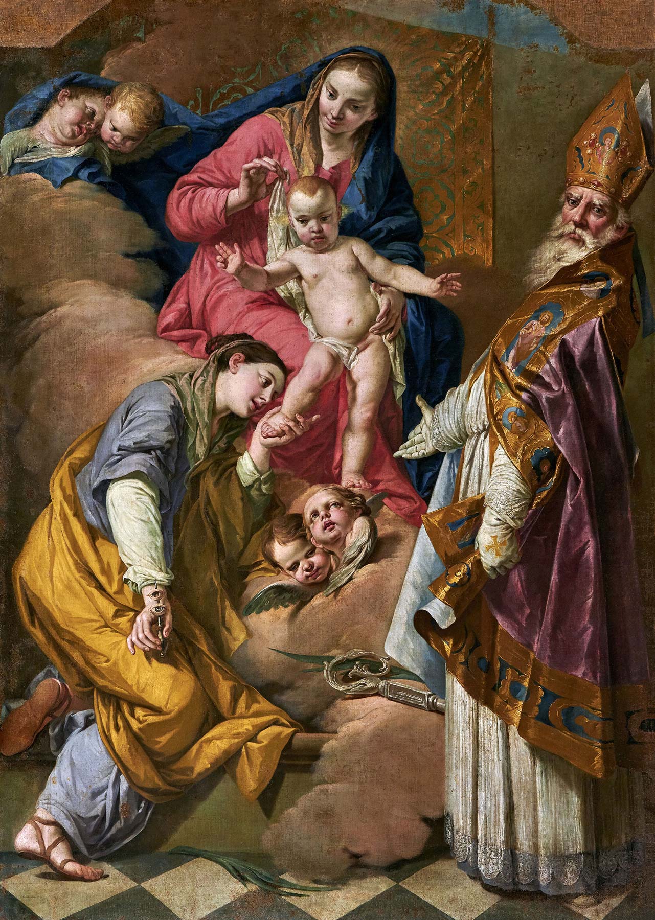 Giacomo Ceruti, Madonna mit Jesuskind, Heilige Lucia und Heiliger Blasius (Rivergaro, Sant'Agata). Foto: Bonotto Giacomo Ceruti, Madonna mit Jesuskind, Heilige Lucia und Heiliger Blasius (Rivergaro, Sant'Agata). Foto: Bonotto