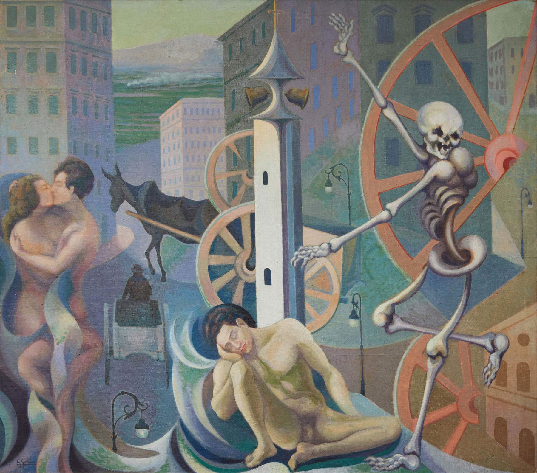 Gino Galli, Untitled (The Stages of Life) (early 1920s; oil on canvas, 138 x 121 cm; Rome, Private Collection) Gino Galli, Untitled (The Stages of Life) (early 1920s; oil on canvas, 138 x 121 cm; Rome, Private Collection)