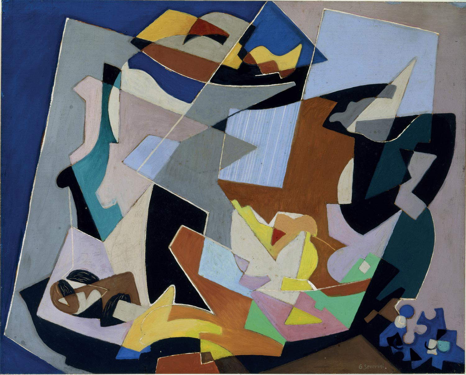 Gino Severini, Objets et fruits (1954; tempera on plywood, 40x50 cm; Rovereto, Mart - Museo di arte moderna e contemporanea di Trento e Rovereto) Gino Severini, Objets et fruits (1954; tempera on plywood, 40x50 cm; Rovereto, Mart - Museo di arte moderna e contemporanea di Trento e Rovereto)