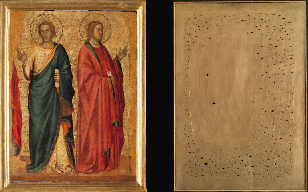Al MAN di Nuoro una mostra inedita pone a confronto Giotto e Lucio Fontana con il colore oro 