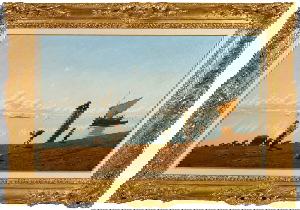 Guglielmo Ciardi, Pescatori sulla secca (olio su tela, 53 x 86 cm) presso Galleria Cesaro