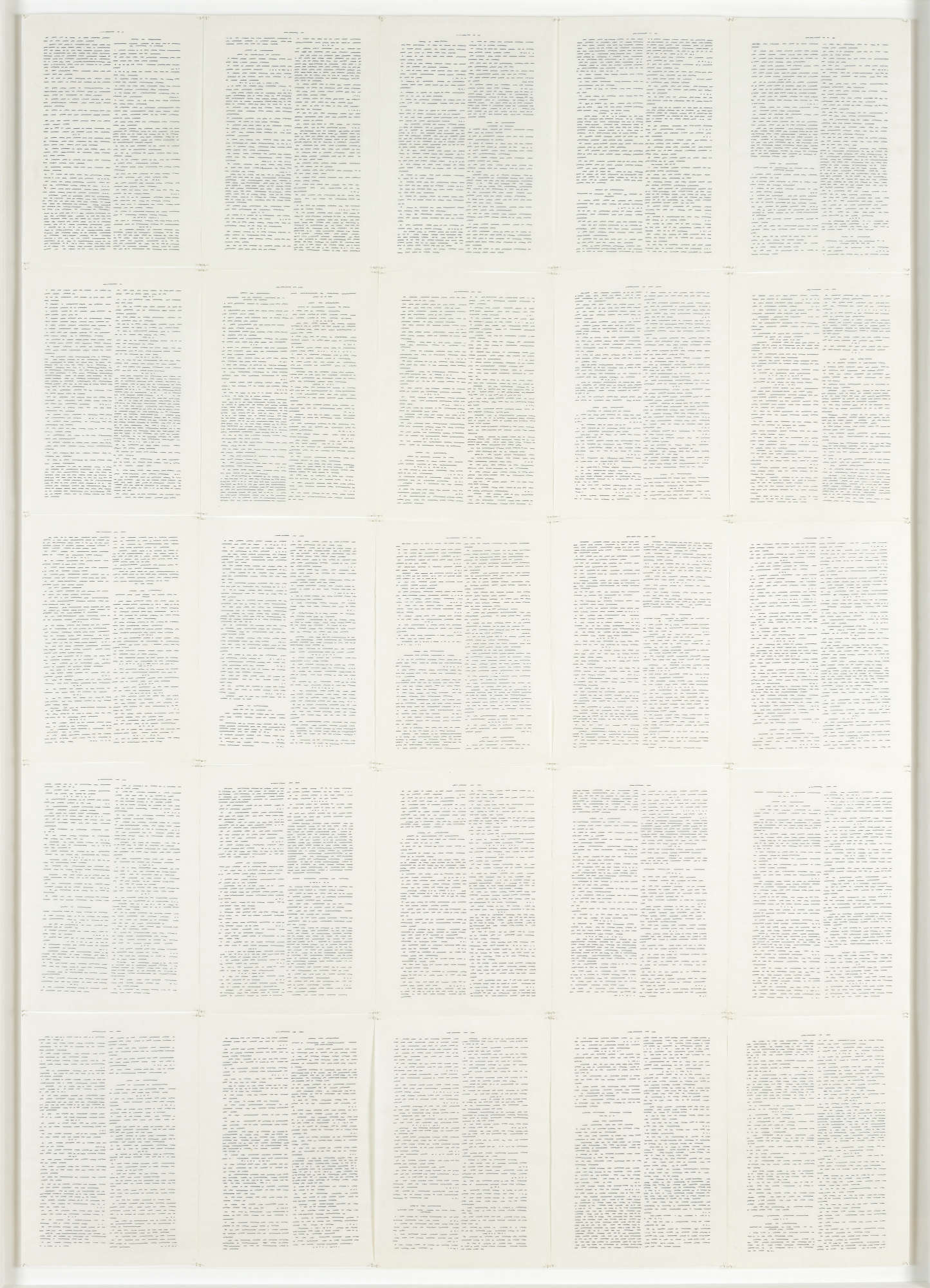 Irma Blank, Transcripción - Die Spruche Salomons A+B (1973; tinta sobre papel pergamino, 25 + 2 hojas; Busca, Colección La Gaia)