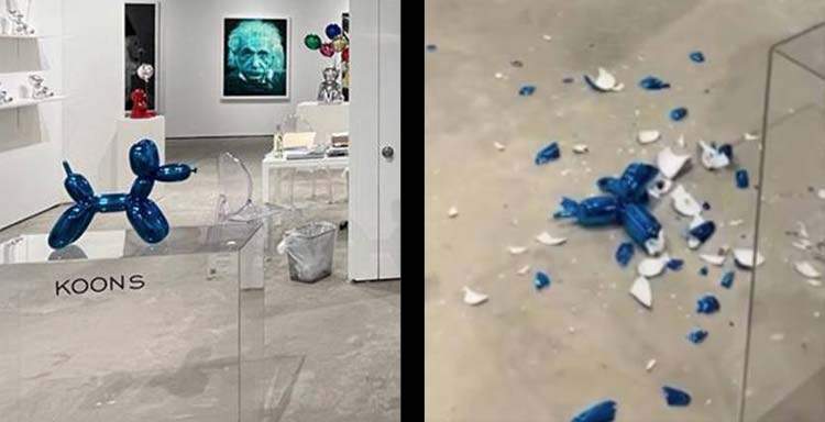 Miami, destroys a Jeff Koons work: he wanted to check it wasn't a balloon 