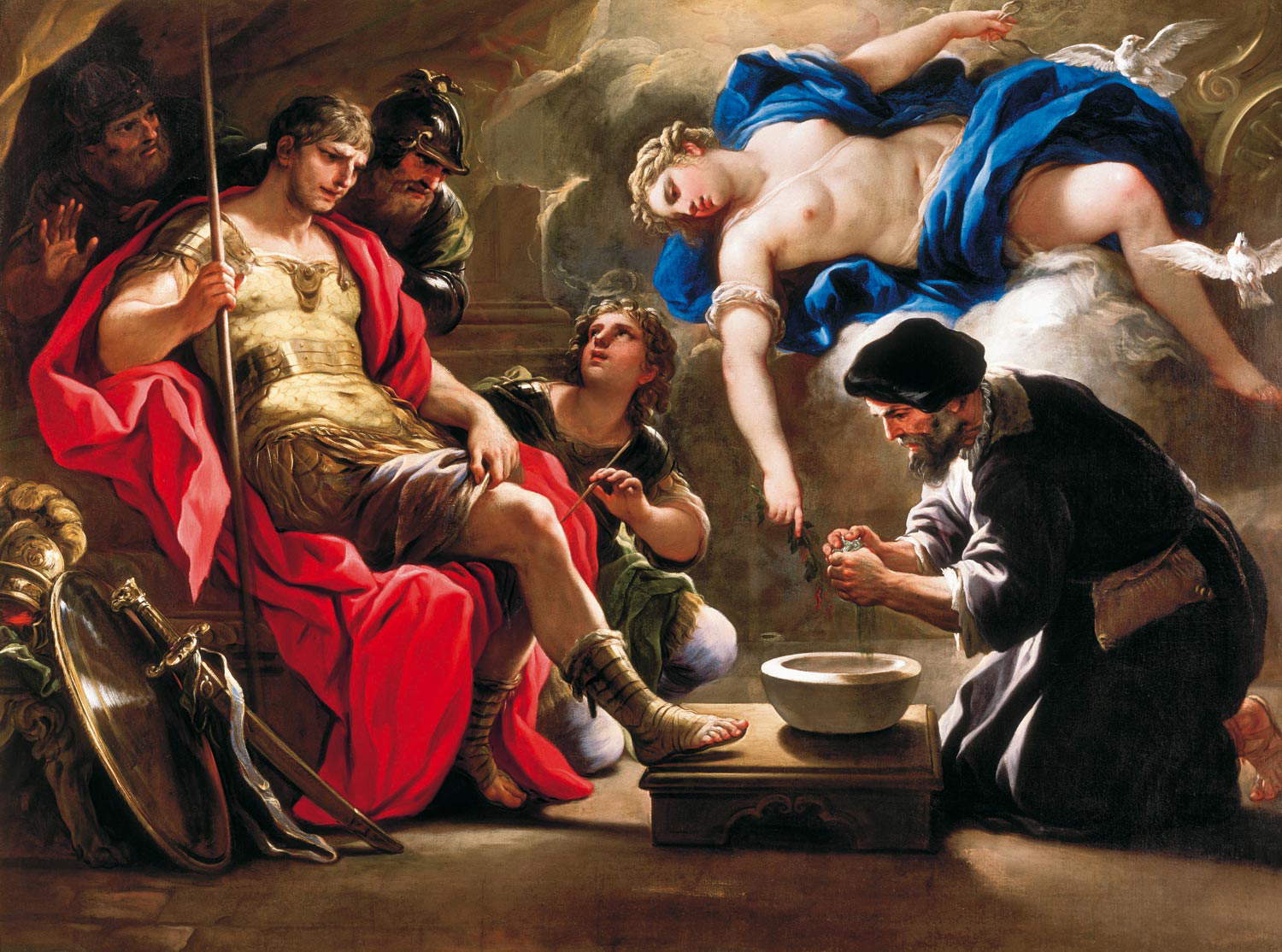 Luca Giordano, Aeneas being treated by Venus (c. 1685; oil on canvas; Florence, Banco BPM Collection). Photo: Banco BPM Photo Archive Luca Giordano, Aeneas being treated by Venus (c. 1685; oil on canvas; Florence, Banco BPM Collection). Photo: Banco BPM Photo Archive