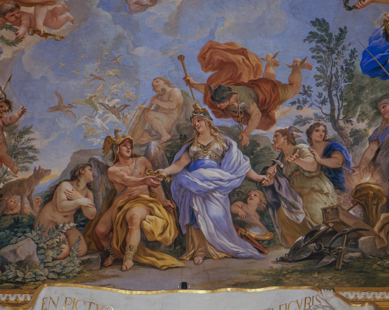 Luca Giordano, Triumph of the Riccardi, detail of the fresco in the Galleria degli Specchi, Palazzo Medici Riccardi. Photo: Antonio Quattrone Luca Giordano, Triumph of the Riccardi, detail of the fresco in the Galleria degli Specchi, Palazzo Medici Riccardi. Photo: Antonio Quattrone