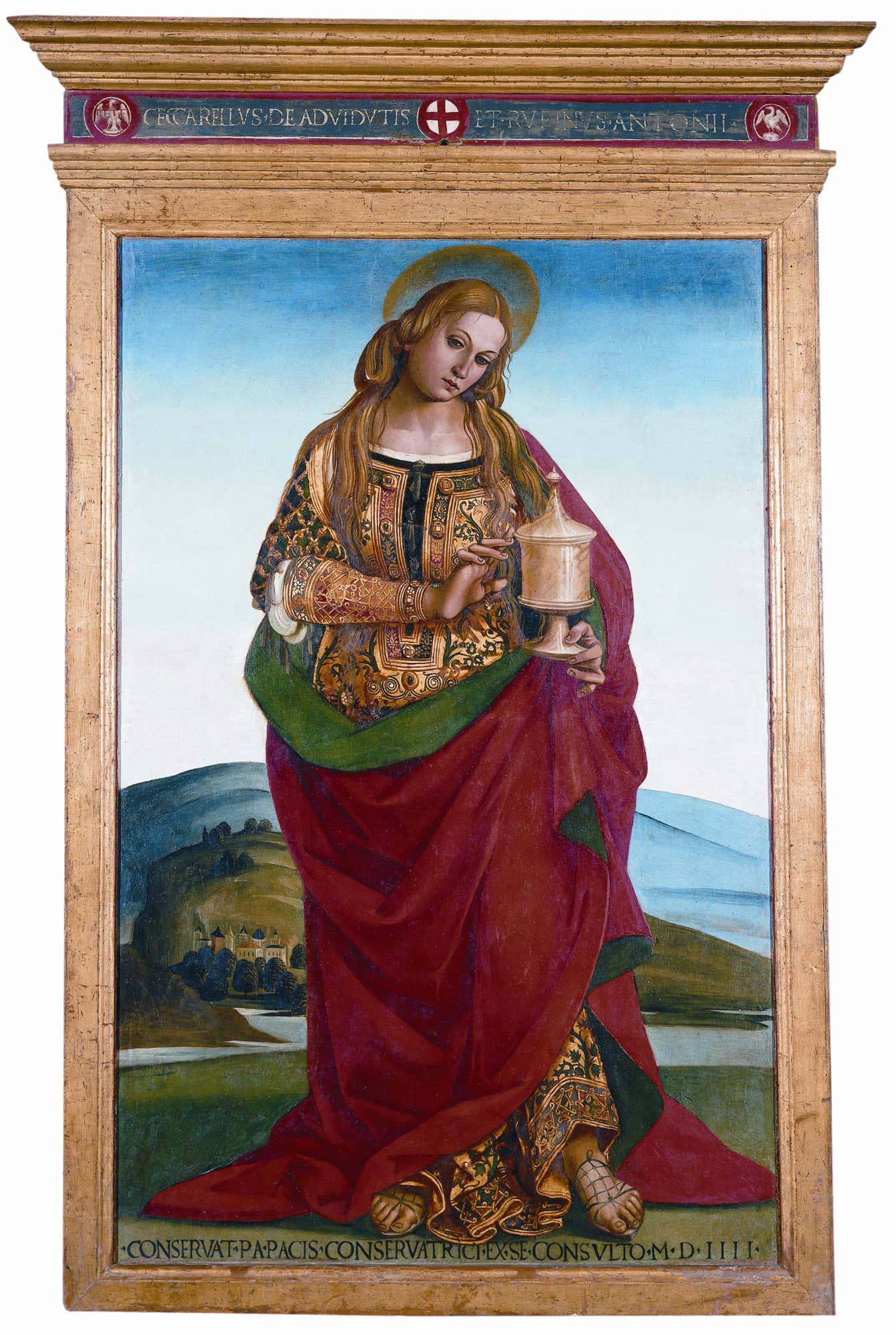 Luca Signorelli, Santa Maria Maddalena (1504; tavola/ pittura a olio; Orvieto, Museo dell’Opera del Duomo) Luca Signorelli, Santa Maria Maddalena (1504; tavola/ pittura a olio; Orvieto, Museo dell’Opera del Duomo)