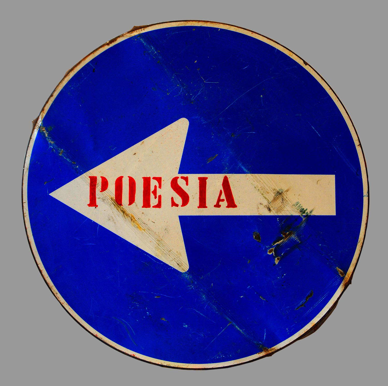 Lucia Marcucci, Poesía (1965; marcador en señal de tráfico). Cortesía de Andrea Sirello Lucia Marcucci, Poesía (1965; marcador en señal de tráfico). Cortesía de Andrea Sirello