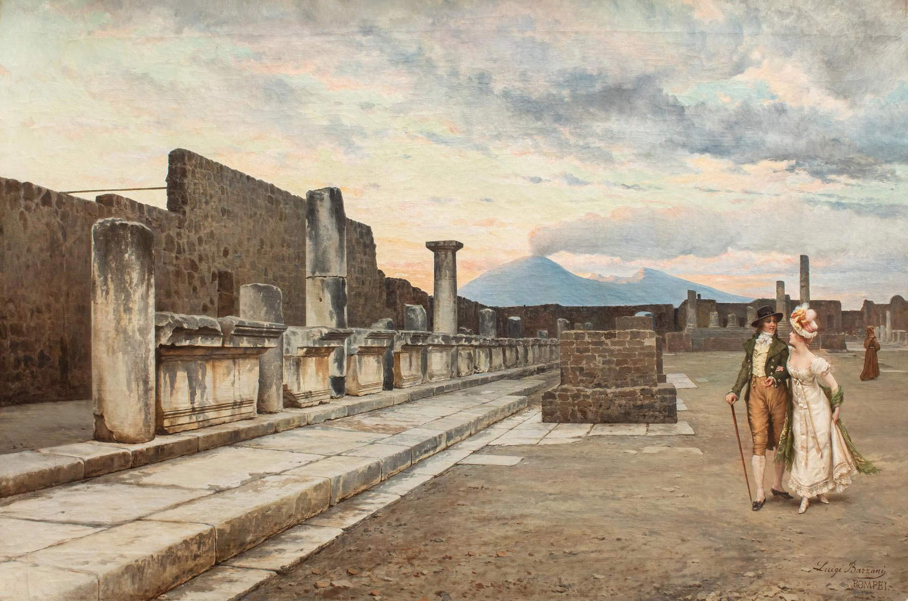 Luigi Bazzani, El foro de Pompeya (s. d.; óleo sobre lienzo, 51 x 76 cm; Bolonia, Museo Ottocento)