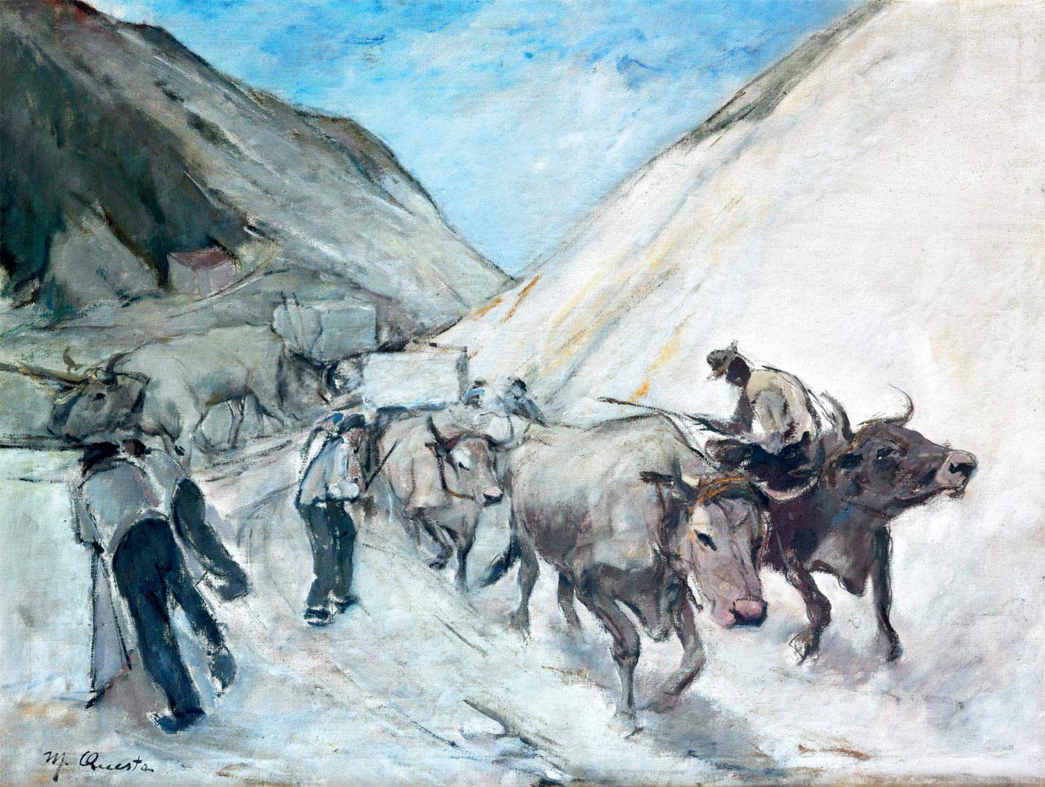 Maria Questa, On Work: The Quarries (early 1930s; oil on canvas, 80x100.6 cm; Carrara, Academy of Fine Arts) Maria Questa, On Work: The Quarries (early 1930s; oil on canvas, 80x100.6 cm; Carrara, Academy of Fine Arts)
