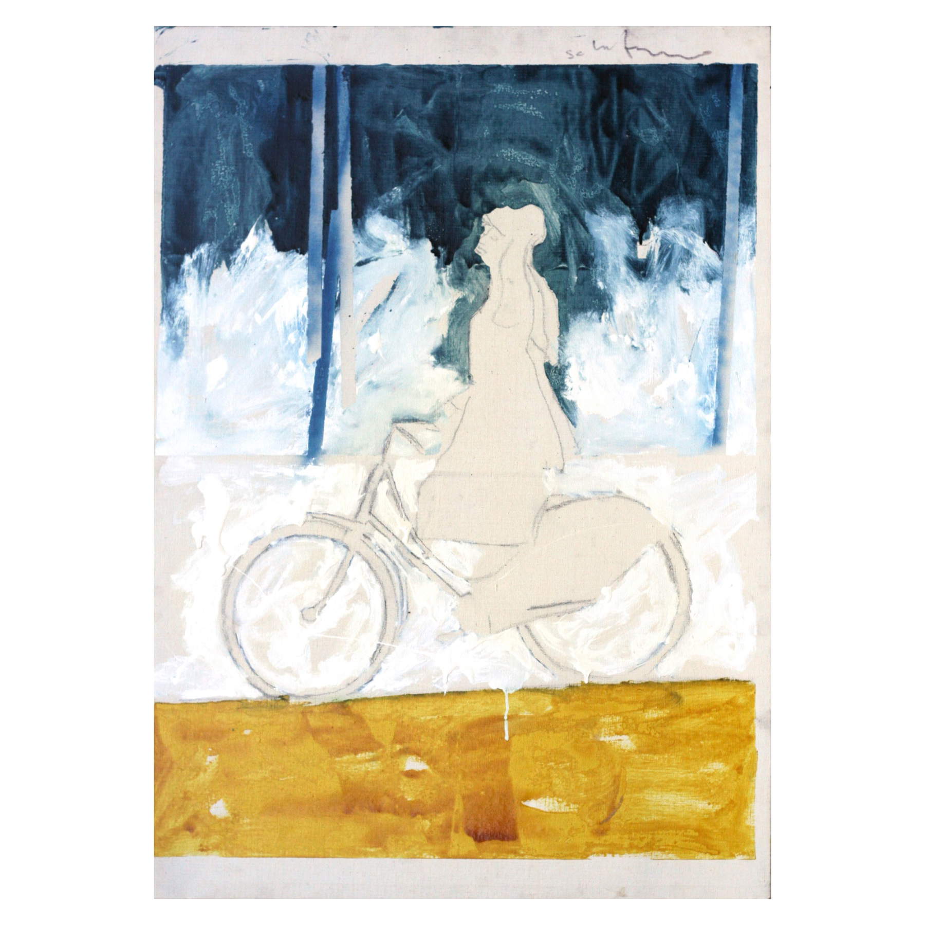 Mario Schifano, Cyclist (1979-1980; enamel and graphite on canvas). Presented by In Arco Gallery Mario Schifano, Cyclist (1979-1980; enamel and graphite on canvas). Presented by In Arco Gallery