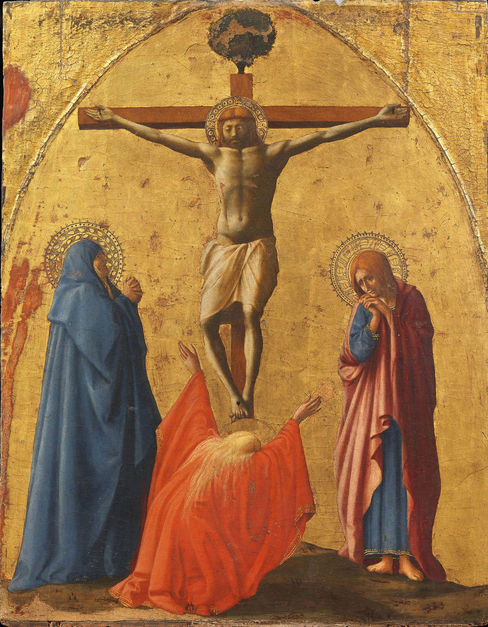 Masaccio, Kreuzigung (1426; Tafel, 83 x 63 cm; Neapel, Museo e Real Bosco di Capodimonte) Masaccio, Kreuzigung (1426; Tafel, 83 x 63 cm; Neapel, Museo e Real Bosco di Capodimonte)