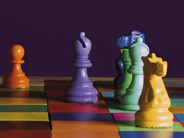 Milan, Massimo Kaufmann's chess pieces are on display at the Museo del Novecento