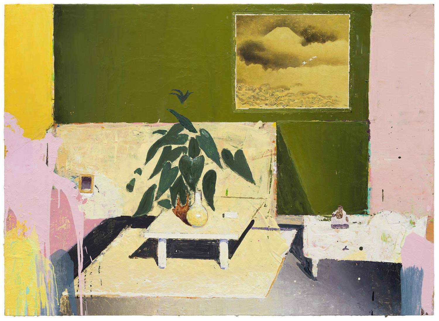 Matthias Weischer, Sprechzimmer (2021; olio su tela, 80 x 110 cm; Vicenza, Collezione Coppola)