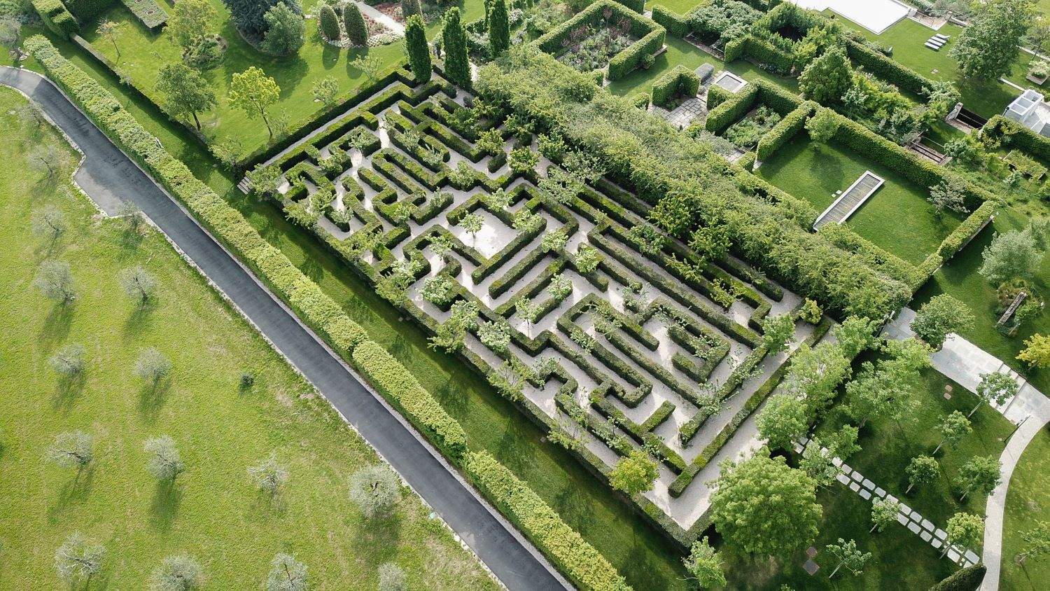 The Carlic Labyrinth, a maze in the orchard among the hills of Bologna