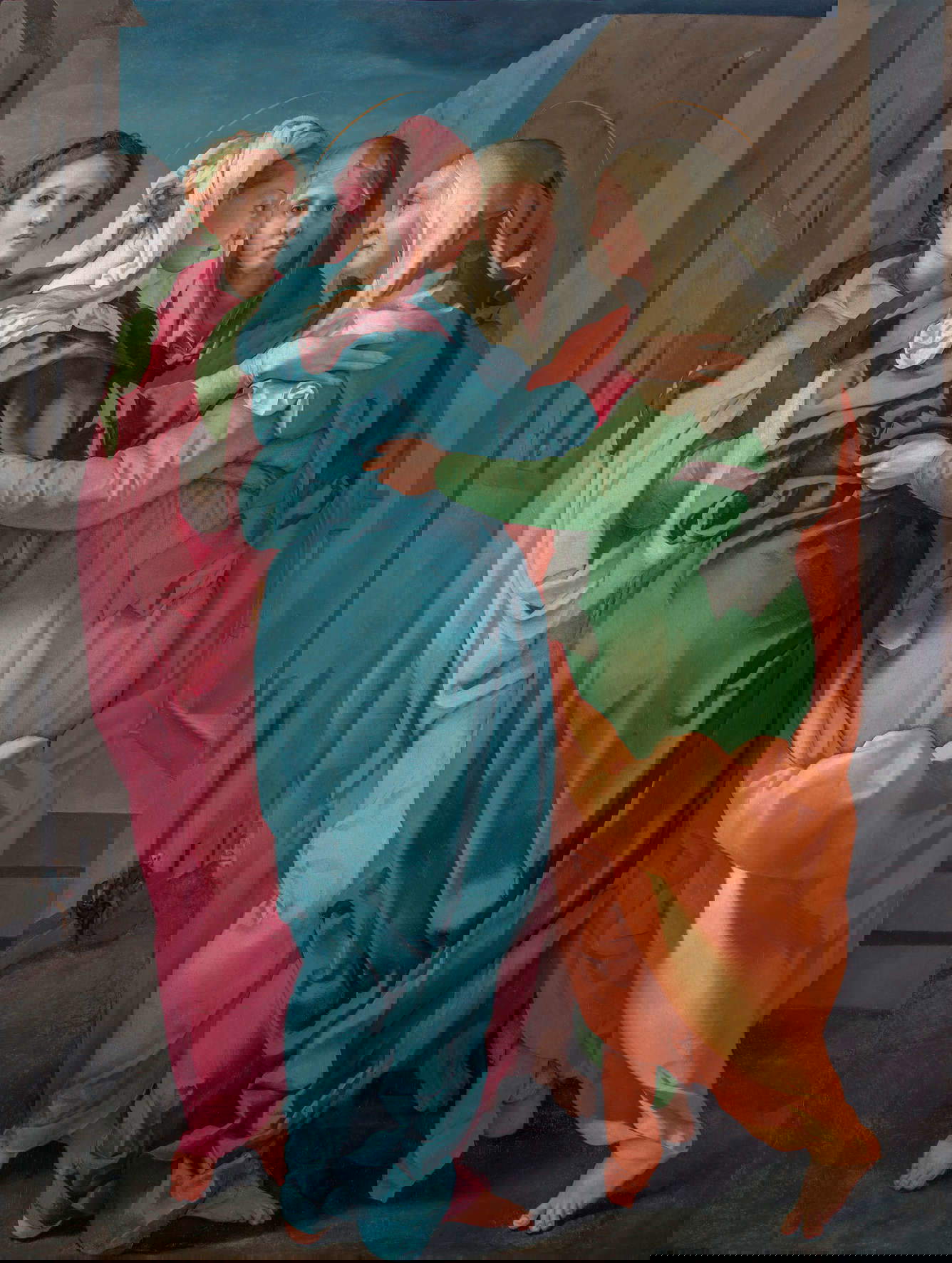 Pontormo, Visitación (c. 1528-1530; óleo sobre tabla, 202 x 156 cm; Carmignano, Santi Michele e Francesco)