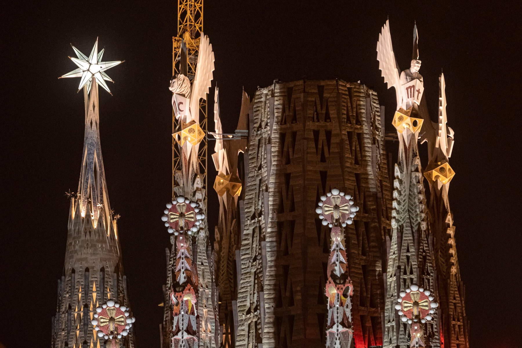The Sagrada Familia with the towers of the evangelists completed