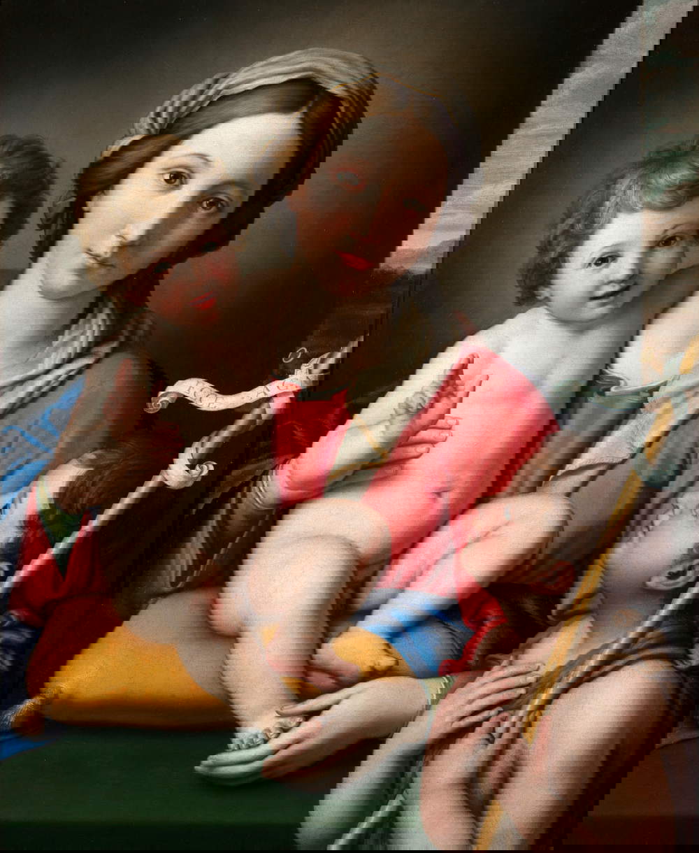 Sassoferrato, Madonna col Bambino benedicente e san Giovannino (olio su tela, 74 x 60 cm) presso Galleria Giamblanco