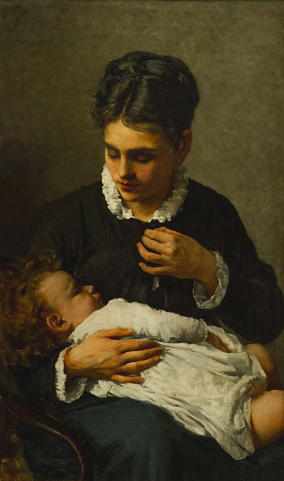 Silvestro Lega, Maternité (1881-1882 ; huile sur toile, 88 x 52 cm ; collection de la Banque d'Italie) Silvestro Lega, Maternité (1881-1882 ; huile sur toile, 88 x 52 cm ; collection de la Banque d'Italie)