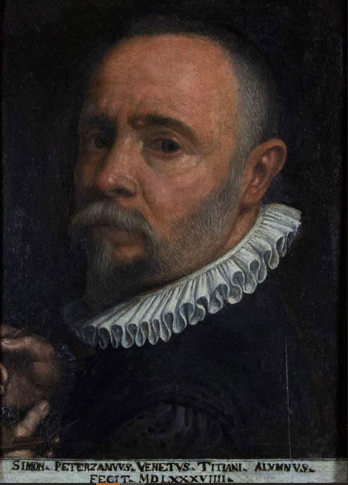 Simone Peterzano, Autoritratto (1589; olio su tavola; Bergamo, Accademia Carrara) Simone Peterzano, Autoritratto (1589; olio su tavola; Bergamo, Accademia Carrara)