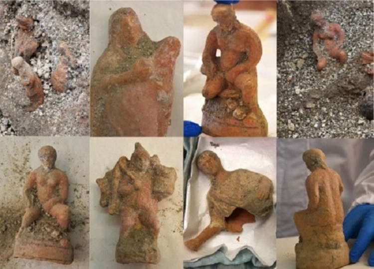 Pompéi, treize statuettes en terre cuite émergent d'une domus