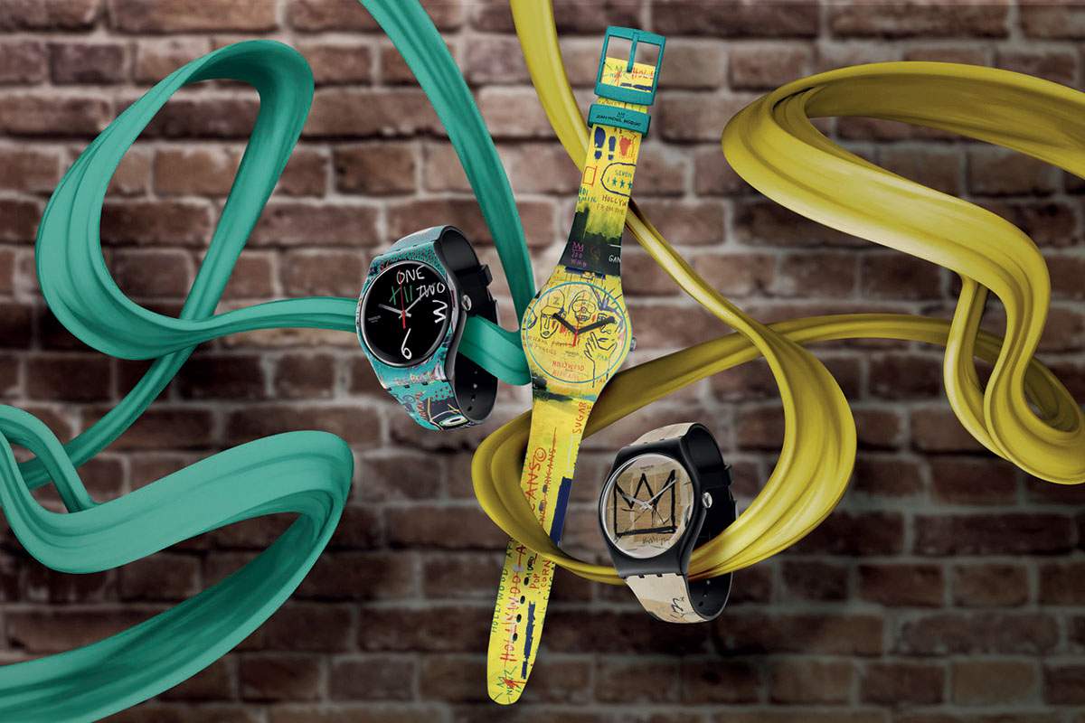 Swatch has launched three watches inspired by the works of Basquiat
