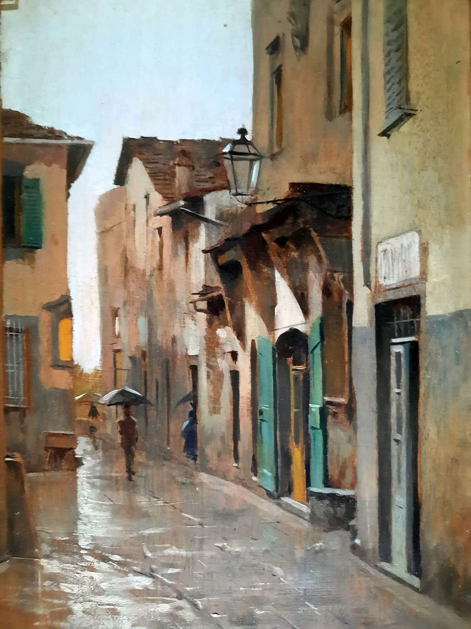 Telemaco Signorini, Pioggia a Settignano (1887; olio su tavola; Collezione privata)
