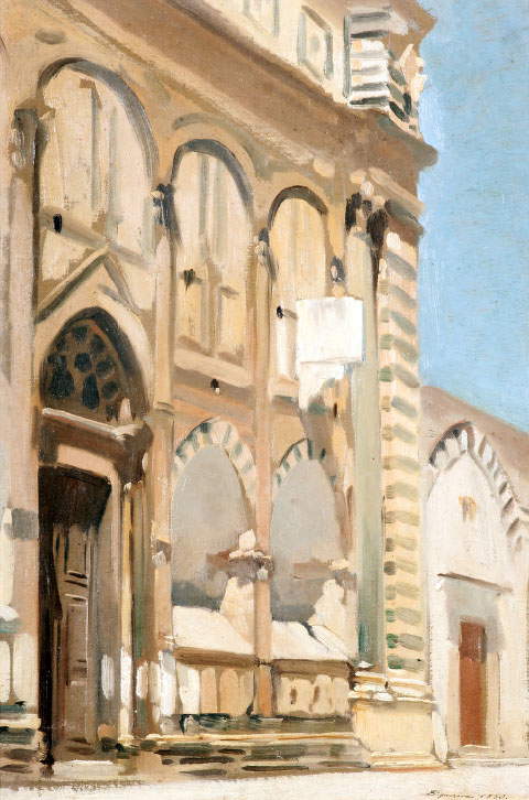 Telemaco Signorini, Santa Maria Novella (1860; oil on cardboard; Private collection). Telemaco Signorini, Santa Maria Novella (1860; oil on cardboard; Private collection).