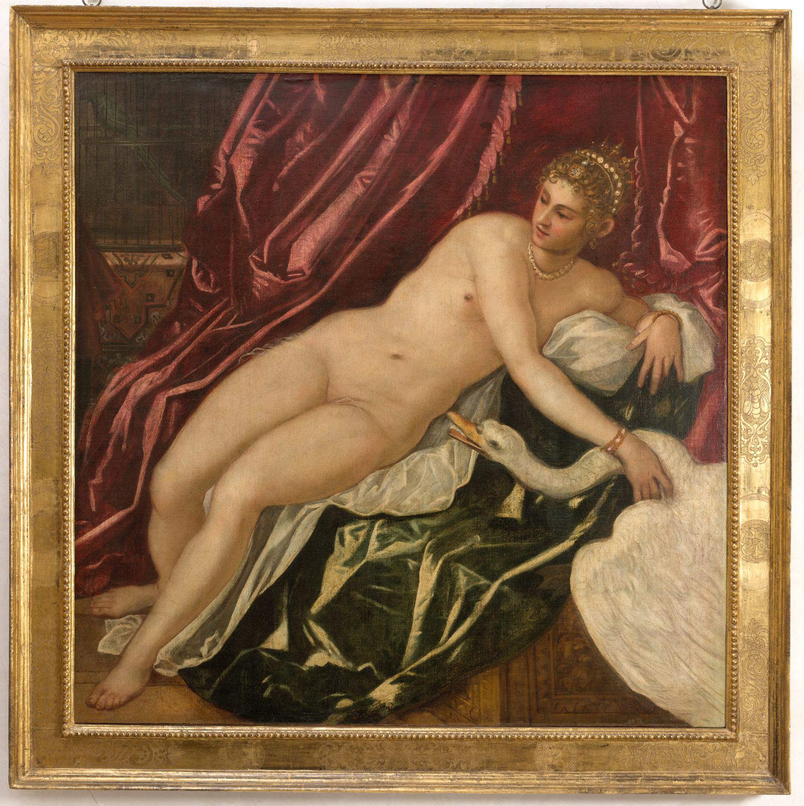Tintoretto, Leda and the Swan (1551 - 1555; oil on canvas, 147.5 x 147.5 cm; Florence, Uffizi Galleries, deposits 1890/9946)