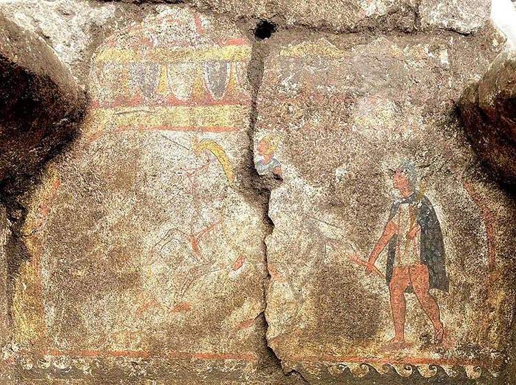 Rare painted tomb discovered in Pontecagnano necropolis near Salerno, Italy
