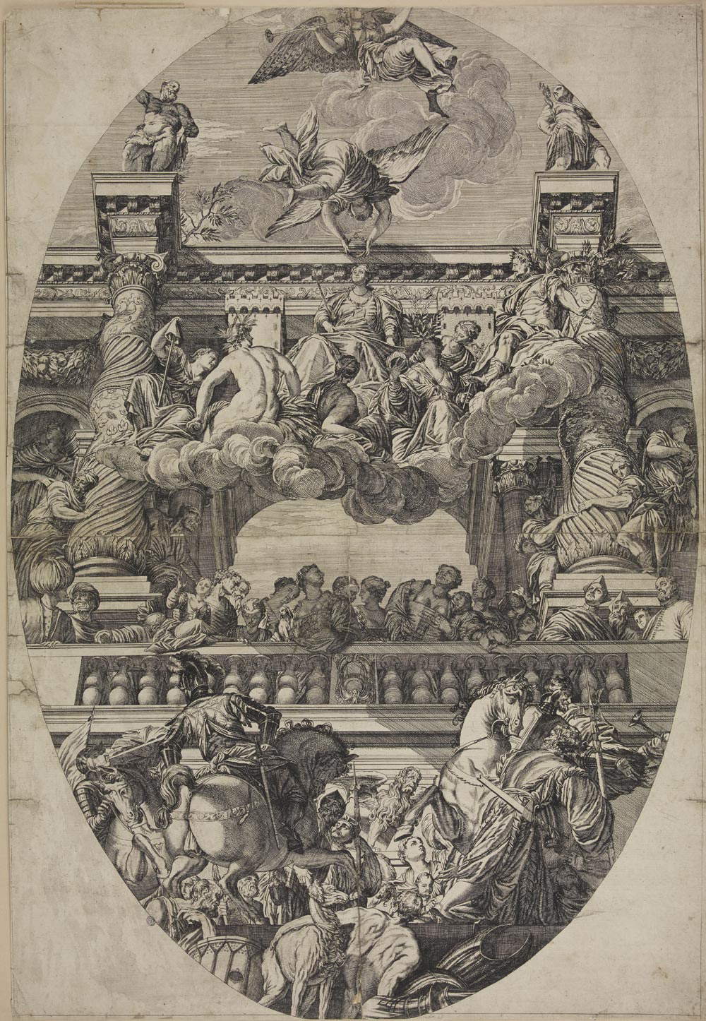 Valentin Lefebre nach einer Zeichnung von Paolo Caliari, bekannt als Veronese, Triumph von Venedig (aus der Serie Opera selectoria) (1680 ante; Radierung, Blatt 73,3 x 50,2 cm; Mailand, Civica Raccolta delle Stampe 'Achille Bertarelli') Valentin Lefebre nach einer Zeichnung von Paolo Caliari, bekannt als Veronese, Triumph von Venedig (aus der Serie Opera selectoria) (1680 ante; Radierung, Blatt 73,3 x 50,2 cm; Mailand, Civica Raccolta delle Stampe 'Achille Bertarelli')