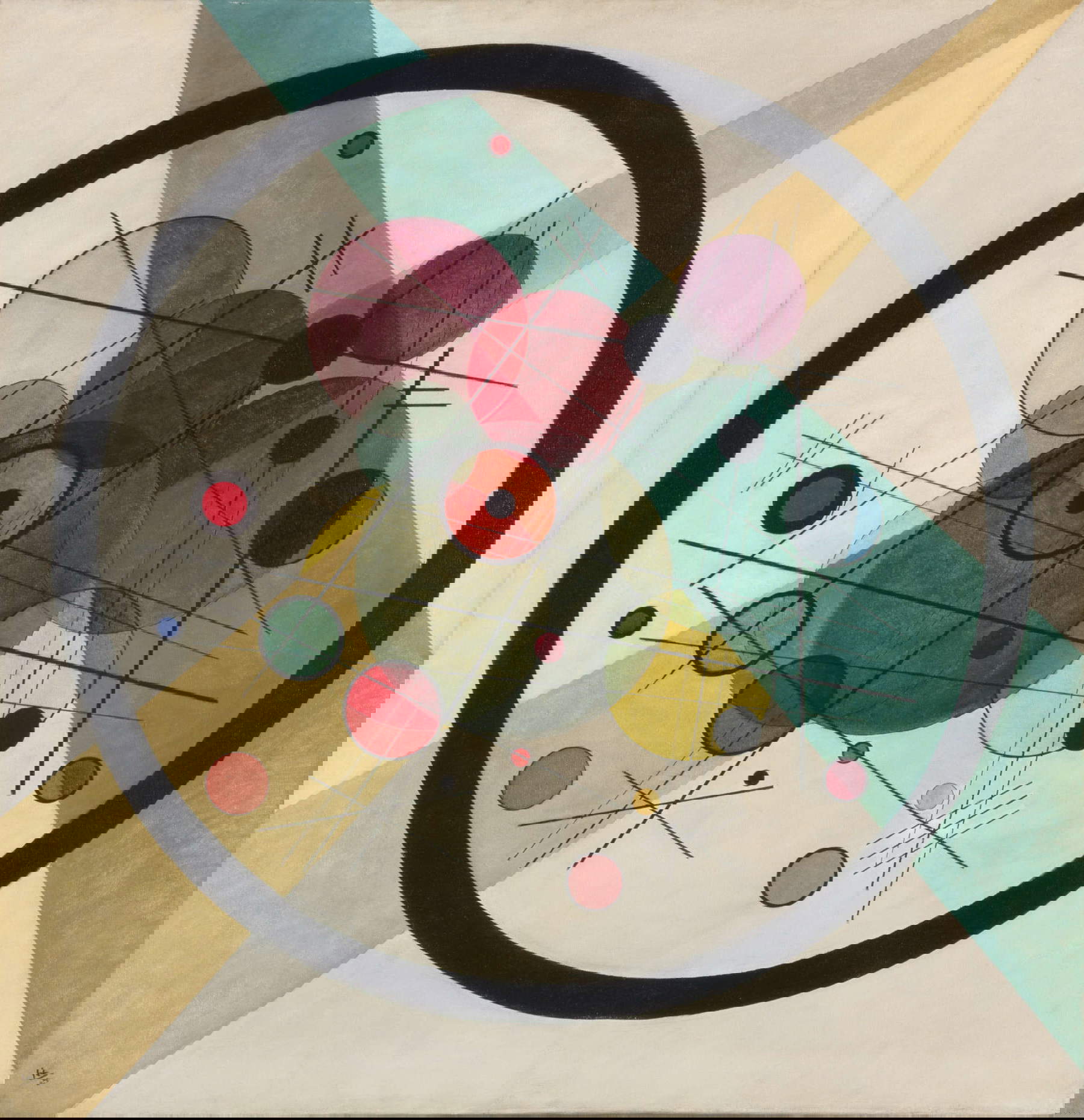 Vasily Kandinsky, Circles in the Circle (1923; oil on canvas, 98.7 x 95.6 cm; Philadelphia, Philadelphia Museum of Art) Vasily Kandinsky, Circles in the Circle (1923; oil on canvas, 98.7 x 95.6 cm; Philadelphia, Philadelphia Museum of Art)