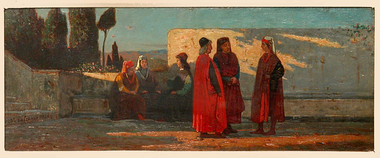 Vincenzo Cabianca, Dante nel Casentino (1865; olio su tavola; Collezione privata)