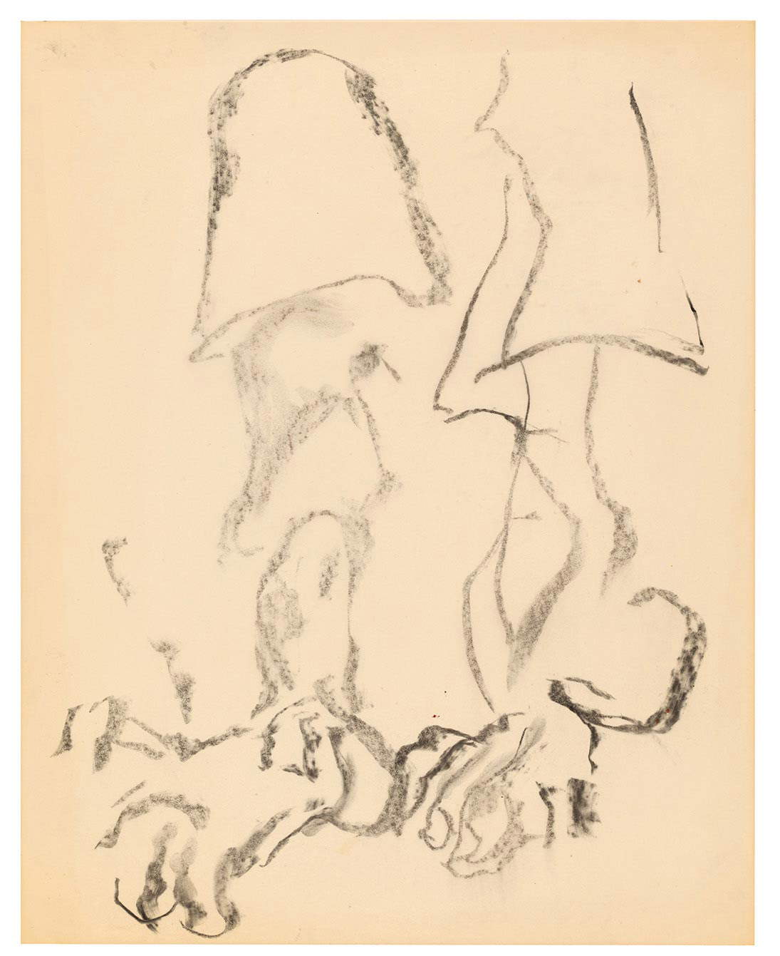 Willem de Kooning, Sans titre (1975-1980? ; fusain sur parchemin, 60,3 x 47,6 cm ; Collection privée) © 2024 Fondation Willem de Kooning, SIAE Willem de Kooning, Sans titre (1975-1980? ; fusain sur parchemin, 60,3 x 47,6 cm ; Collection privée) © 2024 Fondation Willem de Kooning, SIAE