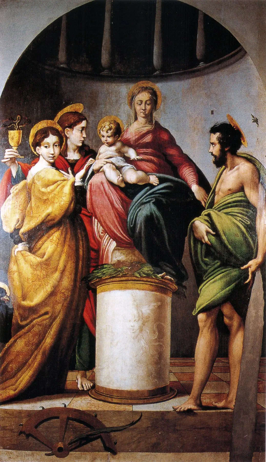 Parmigianino, Desposorios místicos de Santa Catalina (1521; temple sobre tabla, 203 x 130 cm; Bardi, Santa Maria Addolorata)